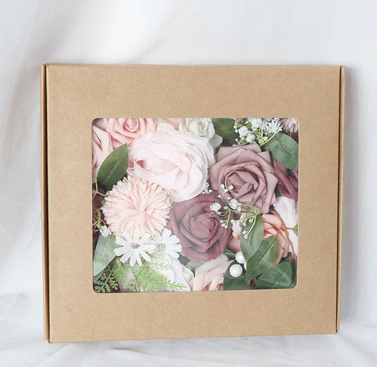 Simulated mixed pink purple rose silk fabric aircraft box DIY interior decoration
